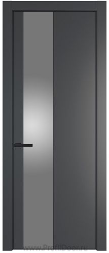 Дверь Profil Doors 19PE цвет Графит (Pantone 425С) кромка Черный матовый RAL9005 стекло Lacobel Серебро Матлак