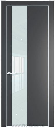 Дверь Profil Doors 19PE цвет Графит (Pantone 425С) кромка Серебро стекло Lacobel Белый лак