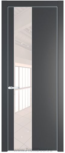 Дверь Profil Doors 19PE цвет Графит (Pantone 425С) кромка Серебро стекло Lacobel Перламутровый лак