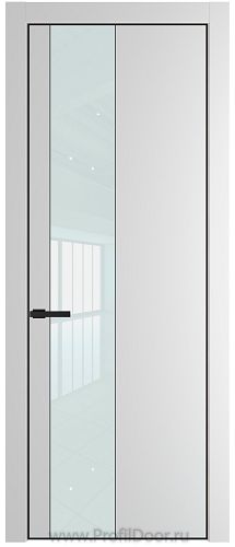Дверь Profil Doors 19PE цвет Крем Вайт (RAL 120-02) кромка Черный матовый RAL9005 стекло Lacobel Белый лак