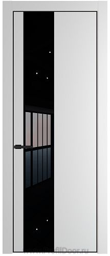 Дверь Profil Doors 19PE цвет Крем Вайт (RAL 120-02) кромка Черный матовый RAL9005 стекло Lacobel Черный лак