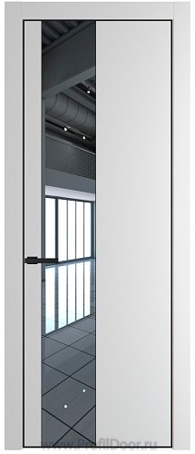 Дверь Profil Doors 19PE цвет Крем Вайт (RAL 120-02) кромка Черный матовый RAL9005 стекло Зеркало