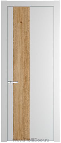Дверь Profil Doors 19PE цвет Крем Вайт (RAL 120-02) кромка Серебро вставка Дуб Карамель