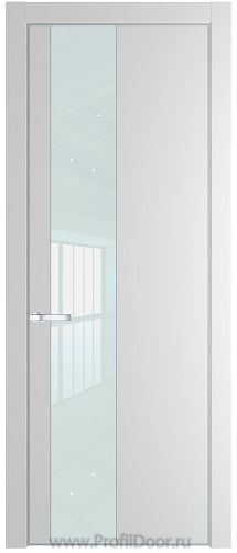 Дверь Profil Doors 19PE цвет Крем Вайт (RAL 120-02) кромка Серебро стекло Lacobel Белый лак