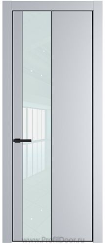Дверь Profil Doors 19PE цвет Лайт Грей (RAL 870-01) кромка Черный матовый RAL9005 стекло Lacobel Белый лак