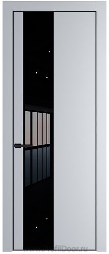 Дверь Profil Doors 19PE цвет Лайт Грей (RAL 870-01) кромка Черный матовый RAL9005 стекло Lacobel Черный лак