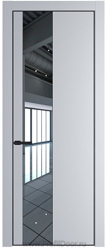 Дверь Profil Doors 19PE цвет Лайт Грей (RAL 870-01) кромка Черный матовый RAL9005 стекло Зеркало