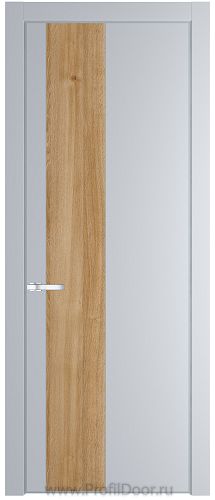 Дверь Profil Doors 19PE цвет Лайт Грей (RAL 870-01) кромка Серебро вставка Дуб Карамель