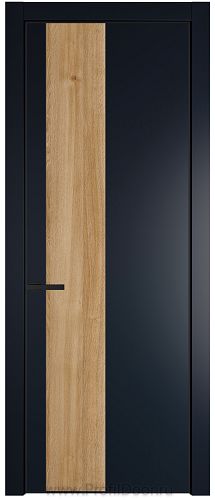 Дверь Profil Doors 19PE цвет Нэви Блу (RAL 7016) кромка Черный матовый RAL9005 вставка Дуб Карамель