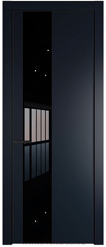 Дверь Profil Doors 19PE цвет Нэви Блу (RAL 7016) кромка Черный матовый RAL9005 стекло Lacobel Черный лак