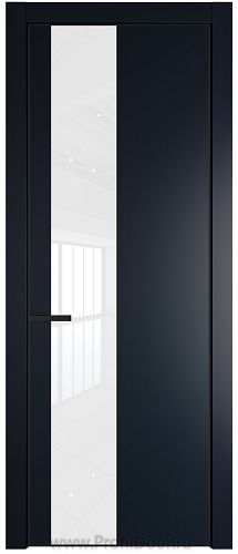 Дверь Profil Doors 19PE цвет Нэви Блу (RAL 7016) кромка Черный матовый RAL9005 стекло Lacobel лак Классик