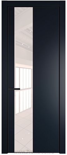 Дверь Profil Doors 19PE цвет Нэви Блу (RAL 7016) кромка Черный матовый RAL9005 стекло Lacobel Перламутровый лак