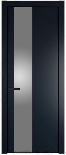 Дверь Profil Doors 19PE цвет Нэви Блу (RAL 7016) кромка Черный матовый RAL9005 стекло Lacobel Серебро Матлак