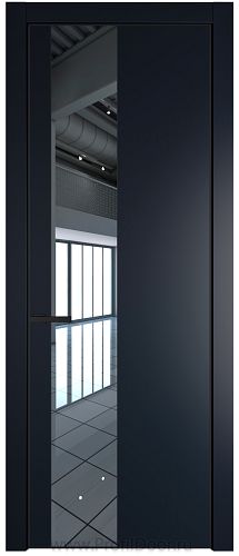 Дверь Profil Doors 19PE цвет Нэви Блу (RAL 7016) кромка Черный матовый RAL9005 стекло Зеркало