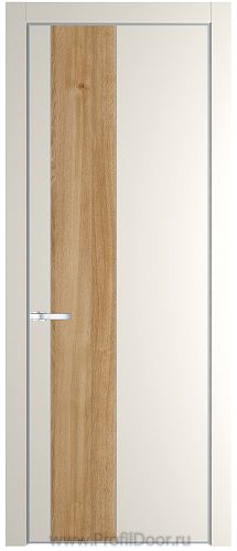 Дверь Profil Doors 19PE цвет Перламутр белый кромка Серебро вставка Дуб Карамель