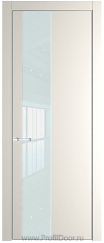 Дверь Profil Doors 19PE цвет Перламутр белый кромка Серебро стекло Lacobel Белый лак