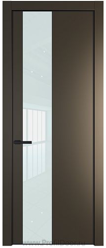 Дверь Profil Doors 19PE цвет Перламутр бронза кромка Черный матовый RAL9005 стекло Lacobel Белый лак