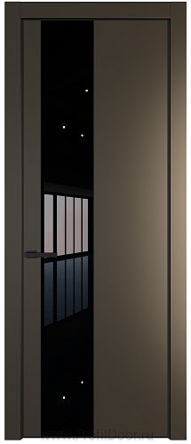 Дверь Profil Doors 19PE цвет Перламутр бронза кромка Черный матовый RAL9005 стекло Lacobel Черный лак