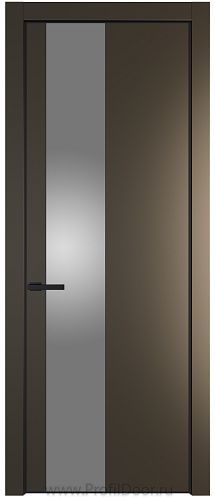 Дверь Profil Doors 19PE цвет Перламутр бронза кромка Черный матовый RAL9005 стекло Lacobel Серебро Матлак