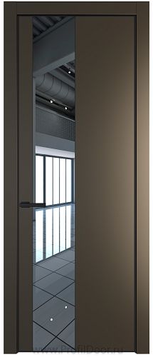 Дверь Profil Doors 19PE цвет Перламутр бронза кромка Черный матовый RAL9005 стекло Зеркало