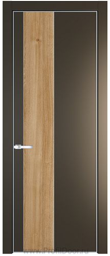Дверь Profil Doors 19PE цвет Перламутр бронза кромка Серебро вставка Дуб Карамель