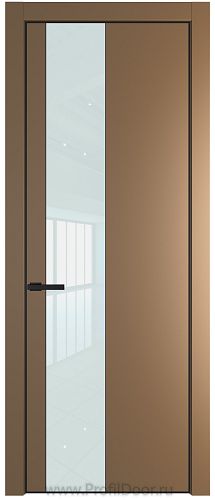 Дверь Profil Doors 19PE цвет Перламутр золото кромка Черный матовый RAL9005 стекло Lacobel Белый лак