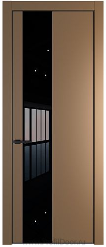 Дверь Profil Doors 19PE цвет Перламутр золото кромка Черный матовый RAL9005 стекло Lacobel Черный лак