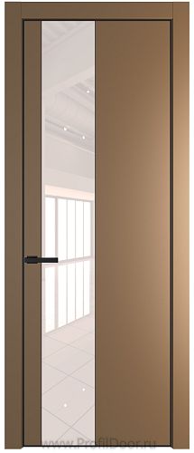 Дверь Profil Doors 19PE цвет Перламутр золото кромка Черный матовый RAL9005 стекло Lacobel Перламутровый лак