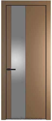 Дверь Profil Doors 19PE цвет Перламутр золото кромка Черный матовый RAL9005 стекло Lacobel Серебро Матлак