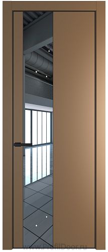 Дверь Profil Doors 19PE цвет Перламутр золото кромка Черный матовый RAL9005 стекло Зеркало