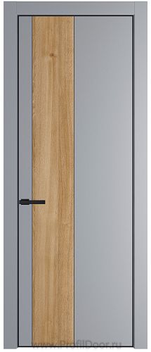 Дверь Profil Doors 19PE цвет Смоки (RAL 870-02) кромка Черный матовый RAL9005 вставка Дуб Карамель