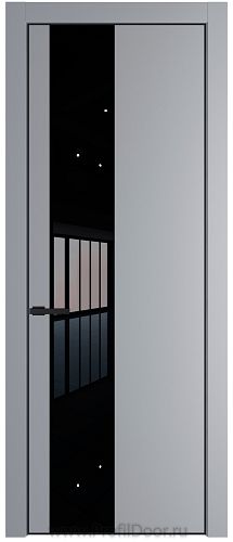 Дверь Profil Doors 19PE цвет Смоки (RAL 870-02) кромка Черный матовый RAL9005 стекло Lacobel Черный лак