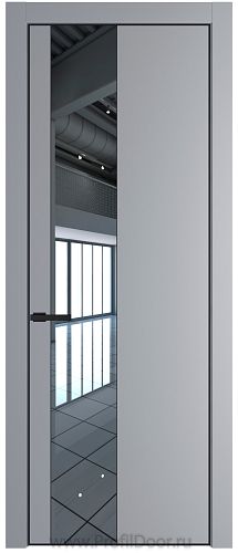 Дверь Profil Doors 19PE цвет Смоки (RAL 870-02) кромка Черный матовый RAL9005 стекло Зеркало