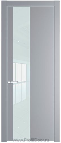 Дверь Profil Doors 19PE цвет Смоки (RAL 870-02) кромка Серебро стекло Lacobel Белый лак