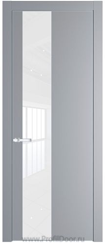 Дверь Profil Doors 19PE цвет Смоки (RAL 870-02) кромка Серебро стекло Lacobel лак Классик