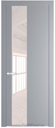 Дверь Profil Doors 19PE цвет Смоки (RAL 870-02) кромка Серебро стекло Lacobel Перламутровый лак