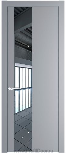 Дверь Profil Doors 19PE цвет Смоки (RAL 870-02) кромка Серебро стекло Зеркало