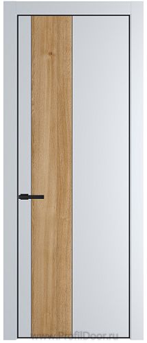 Дверь Profil Doors 19PE цвет Вайт (RAL 110 96 02) кромка Черный матовый RAL9005 вставка Дуб Карамель