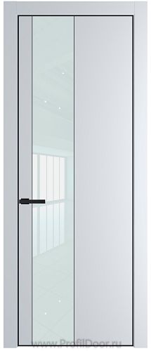 Дверь Profil Doors 19PE цвет Вайт (RAL 110 96 02) кромка Черный матовый RAL9005 стекло Lacobel Белый лак