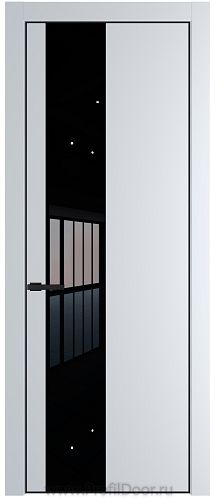 Дверь Profil Doors 19PE цвет Вайт (RAL 110 96 02) кромка Черный матовый RAL9005 стекло Lacobel Черный лак