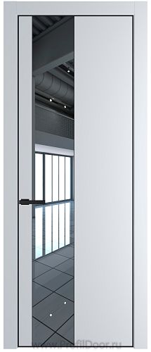 Дверь Profil Doors 19PE цвет Вайт (RAL 110 96 02) кромка Черный матовый RAL9005 стекло Зеркало