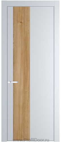 Дверь Profil Doors 19PE цвет Вайт (RAL 110 96 02) кромка Серебро вставка Дуб Карамель