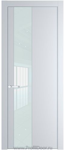 Дверь Profil Doors 19PE цвет Вайт (RAL 110 96 02) кромка Серебро стекло Lacobel Белый лак