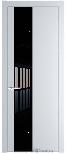 Дверь Profil Doors 19PE цвет Вайт (RAL 110 96 02) кромка Серебро стекло Lacobel Черный лак