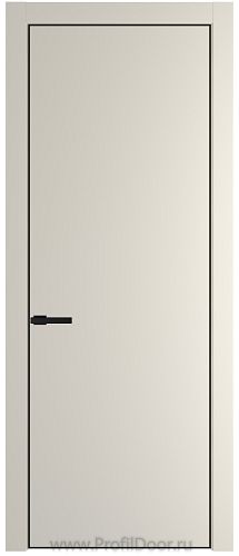 Дверь Profil Doors 1PE цвет Кремовая Магнолия (RAL 120-04) кромка Черный матовый RAL9005