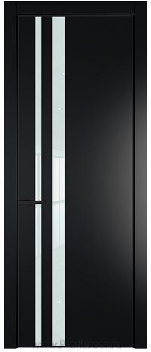 Дверь Profil Doors 20PE цвет Блэк кромка Черный матовый RAL9005 стекло Lacobel Белый лак