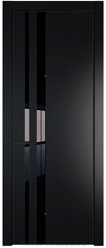 Дверь Profil Doors 20PE цвет Блэк кромка Черный матовый RAL9005 стекло Lacobel Черный лак