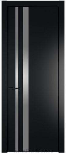 Дверь Profil Doors 20PE цвет Блэк кромка Черный матовый RAL9005 стекло Lacobel Серебро Матлак