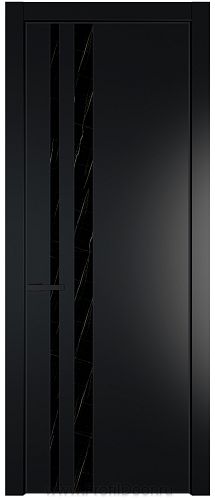 Дверь Profil Doors 20PE цвет Блэк кромка Черный матовый RAL9005 стекло Неро мрамор