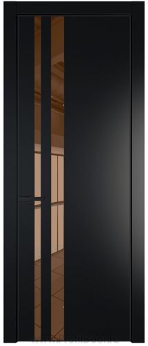 Дверь Profil Doors 20PE цвет Блэк кромка Черный матовый RAL9005 стекло Зеркало Bronza